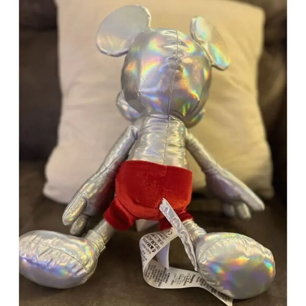 2023 Disney Parks 100th Anniversary Mickey Mouse Silver Platinum Plush Toy‎ New